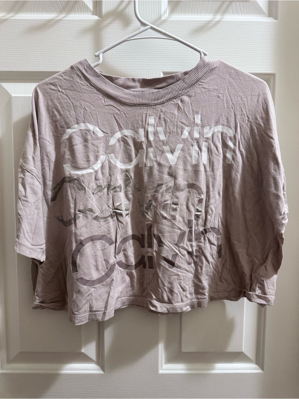 Calvin Klein Performance Oversized Dusty Rose Logo Crop Tee
